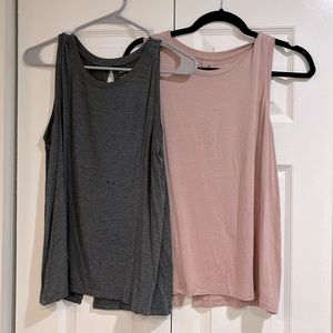2 Halogen workout tops; pink and grey